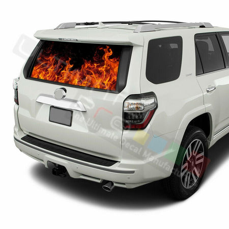 Flames Designs Window See Thru Stickers Perforated for Toyota 4Runner 2017 2018