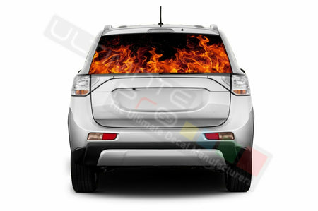 Flames Rear Window See Thru Stickers Perforated for Mitsubishi Outlander 2019