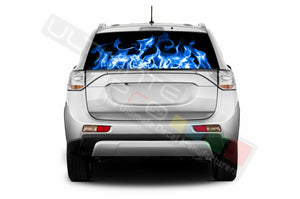 Flames Rear Window See Thru Stickers Perforated for Mitsubishi Outlander 2019