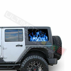 Flames See Thru Stickers Perforated for Jeep Wrangler 4 doors side window 2018