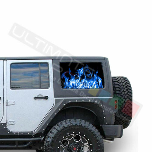 Flames See Thru Stickers Perforated for Jeep Wrangler 4 doors side window 2018