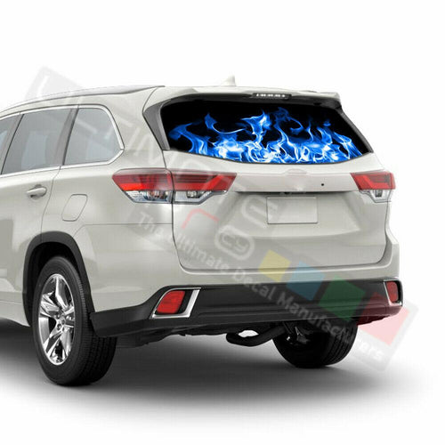 Flames Window See Thru Stickers Perforated for Toyota Highlander 2016 2017 2018
