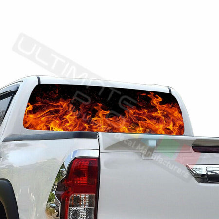 Flames Window See Thru Stickers Perforated for Toyota Hilux 2016 2017 2018 2019