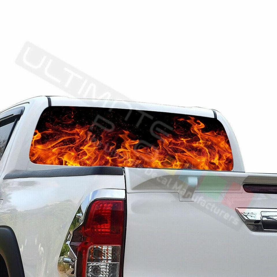 Flames Window See Thru Stickers Perforated for Toyota Hilux 2016 2017 2018 2019