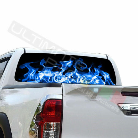 Flames Window See Thru Stickers Perforated for Toyota Hilux 2016 2017 2018 2019