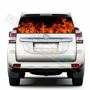 Flames Window See Thru Stickers Perforated for Toyota Land Cruiser 2017 2018