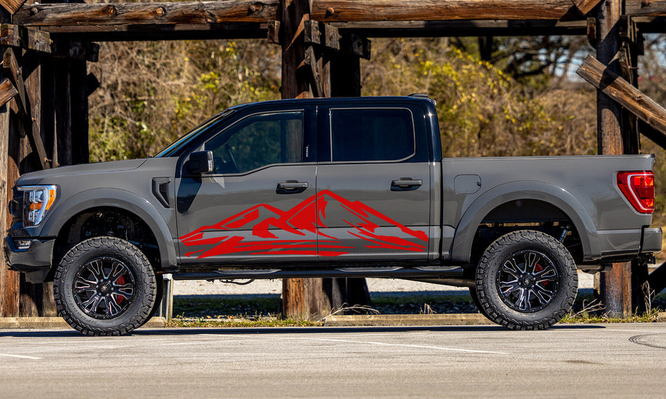 Giant high mountain mount door look wrap 14th Gen Graphic Graphics Crewcab cab 2X Side design DECAL bar Sticker for Ford F150 wrap-fourteenth -generation decal CAB 2020 2021 2022 2023 XL XLT