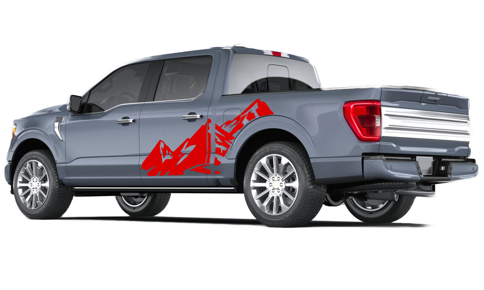 All Terrain Mountain look wrap 14th Gen Graphic veterans Graphics Crewcab cab 2X Side design DECAL bar Sticker for Ford F150 wrap-thirteenth-generation decal CAB 2020 2021 2022 2023 XL XLT