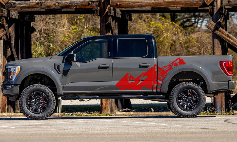 All Terrain Mountain look wrap 14th Gen Graphic veterans Graphics Crewcab cab 2X Side design DECAL bar Sticker for Ford F150 wrap-thirteenth-generation decal CAB 2020 2021 2022 2023 XL XLT