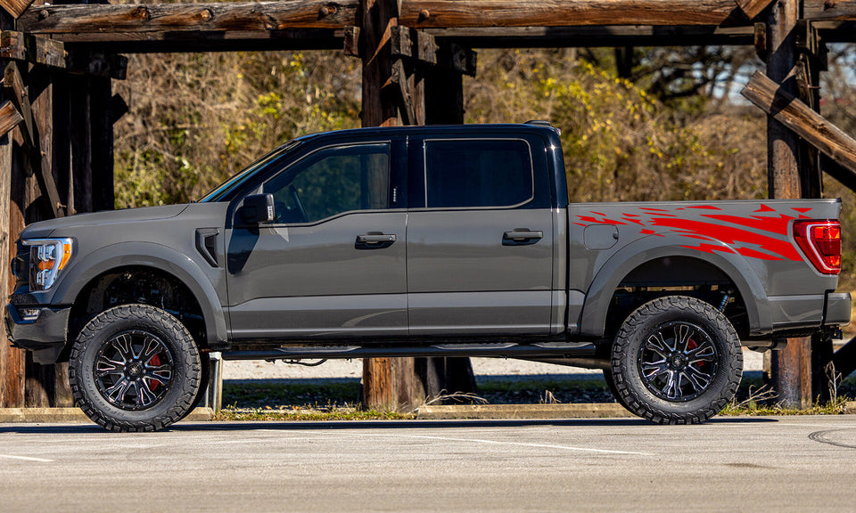 All Terrain Mountain look wrap 14th Gen Graphic veterans Graphics Crewcab cab 2X Side design DECAL bar Sticker for Ford F150 wrap-thirteenth-generation decal CAB 2020 2021 2022 2023 XL XLT
