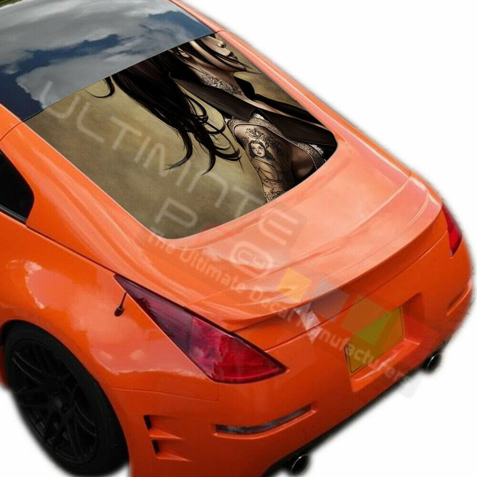 Girls Designs Decals Window See Thru Stickers Perforated for Nissan 350z 2019