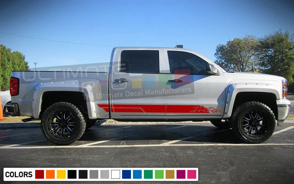 Graphic Side Stripe Kit for Chevrolet Silverado 1500 2500 3500 Off-Road red line