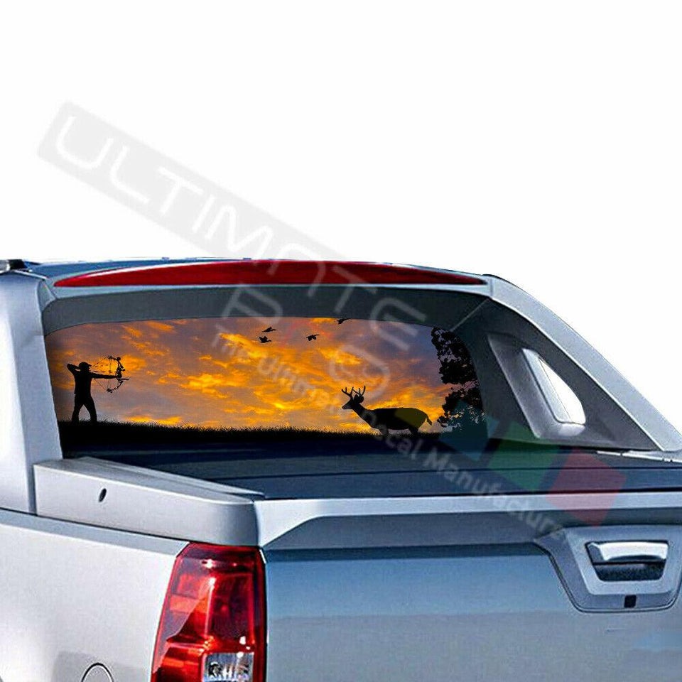 Hunting Designs Rear Window See Thru Sticker Perforated for Chevrolet Avalanche