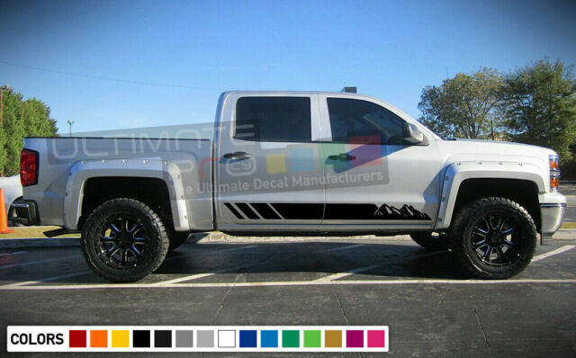 Decal Vinyl Graphic Side Door Rocker For Chevrolet Silverado Mountain Stripes