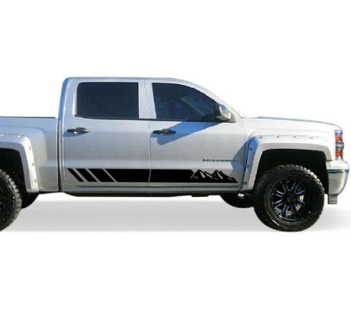 Decal Vinyl Graphic Side Door Rocker For Chevrolet Silverado Mountain Stripes