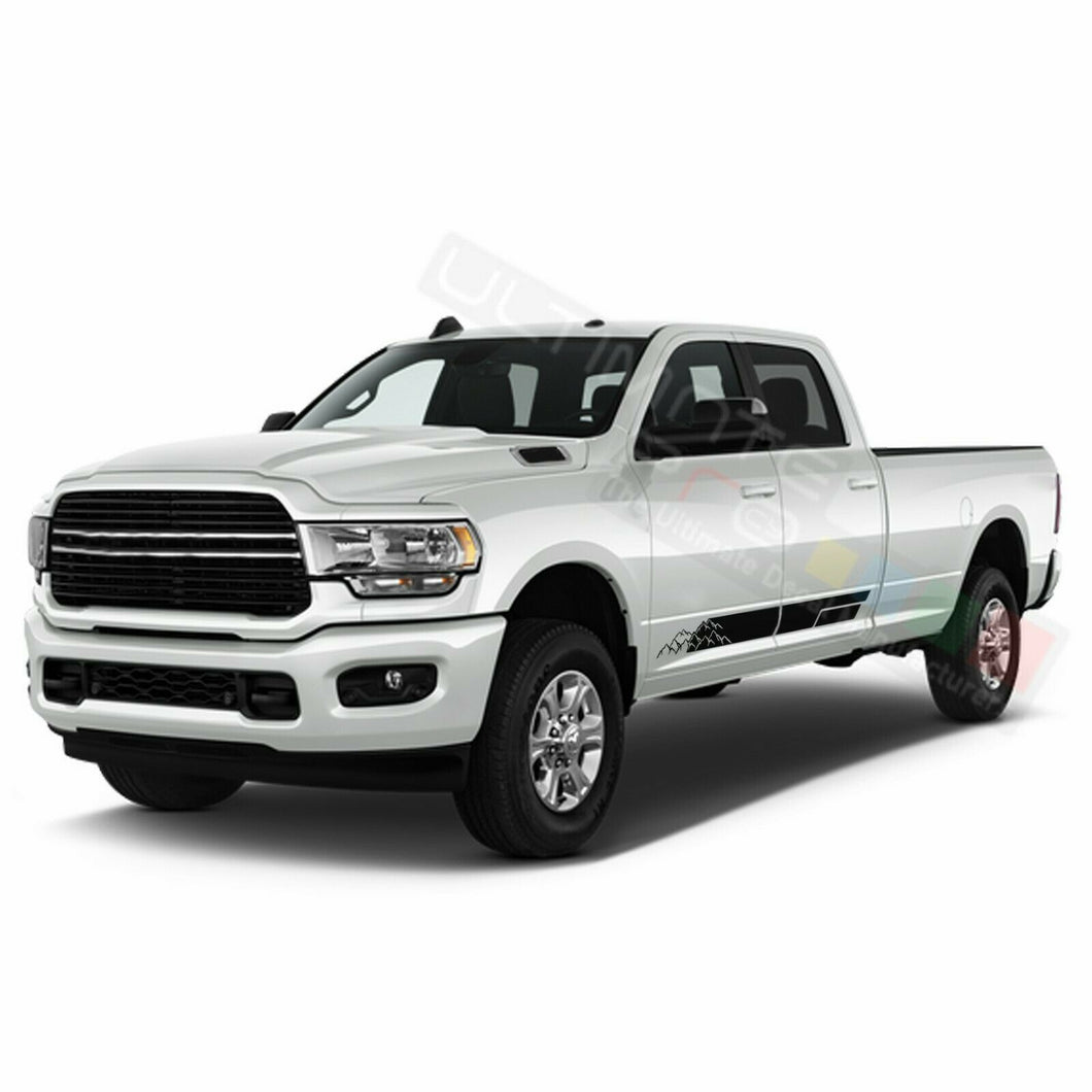 Mountains Graphic Side Doors Stripes Decal Sticker for Dodge Ram Crew Cab 3500