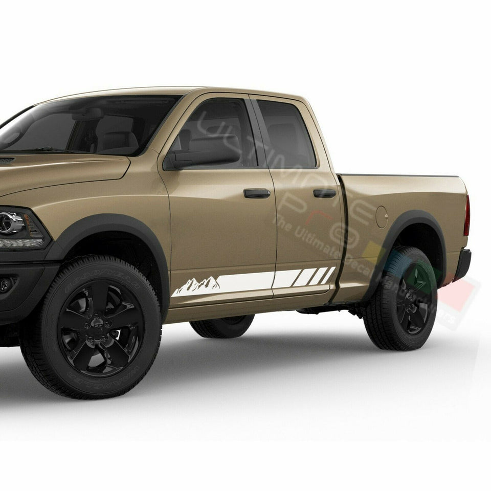 Mountains Graphic Side Doors Stripes Decal Sticker for Dodge Ram Quad Cab 3500