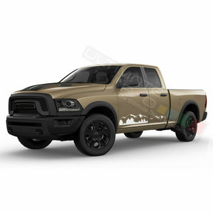 Mountains Side Doors Stripes Wrap Decal Sticker for Dodge Ram Quad Cab 1500 str8