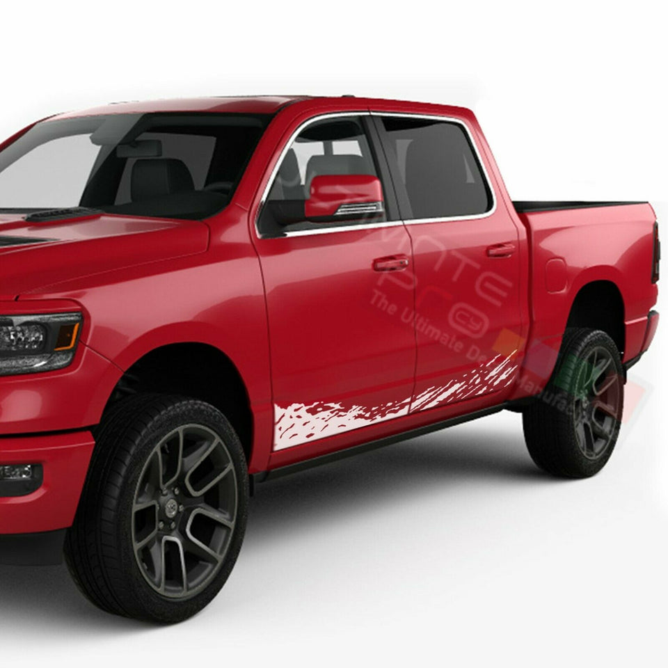 Mud Splash Side Doors Stripes Wrap Decal Sticker for Dodge Ram Crew Cab 1500