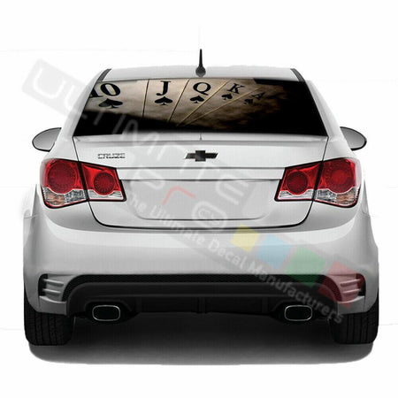 Playing Cards Decal Rear Window See Thru Sticker Perforated for Chevrolet Cruze