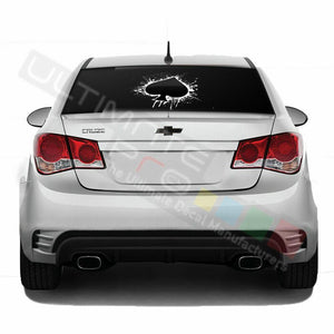 Playing Cards Decal Rear Window See Thru Sticker Perforated for Chevrolet Cruze