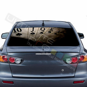 Playing Cards Decal Rear Window See Thru Stickers Perforated for Mitsubishin Evo