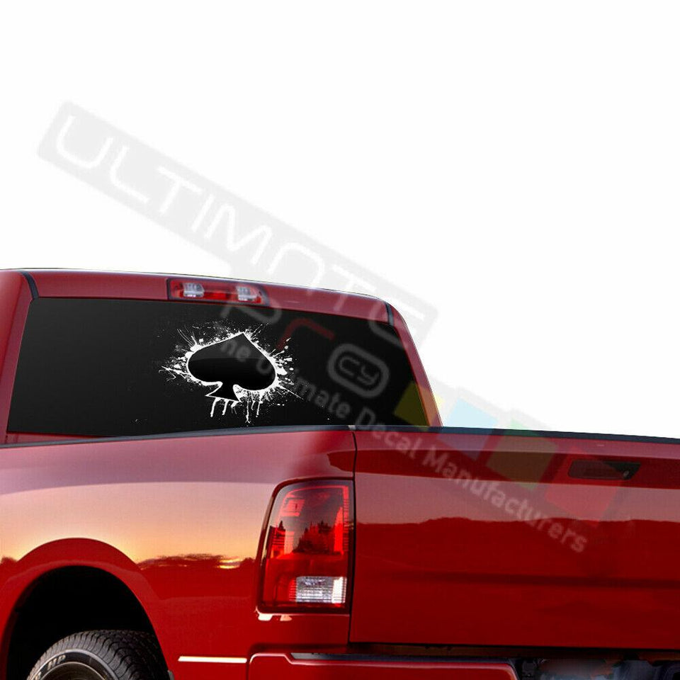 Playing cards Decals Rear Window See Thru Stickers Perforated for Dodge Ram