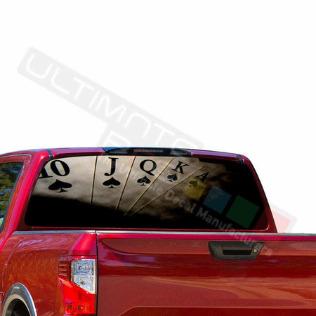 Playing Cards Decals Window See Thru Stickers Perforated for Nissan Titan 2017