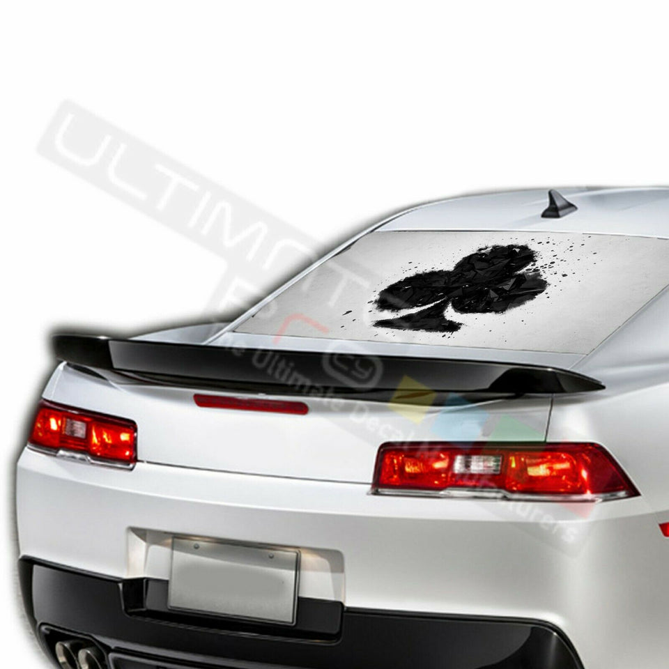 Playing cards poker Rear Window CThru Sticker Perforated for Chevrolet Camaro