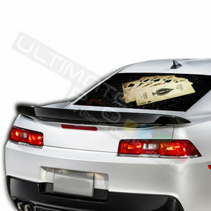 Playing cards poker Rear Window CThru Sticker Perforated for Chevrolet Camaro