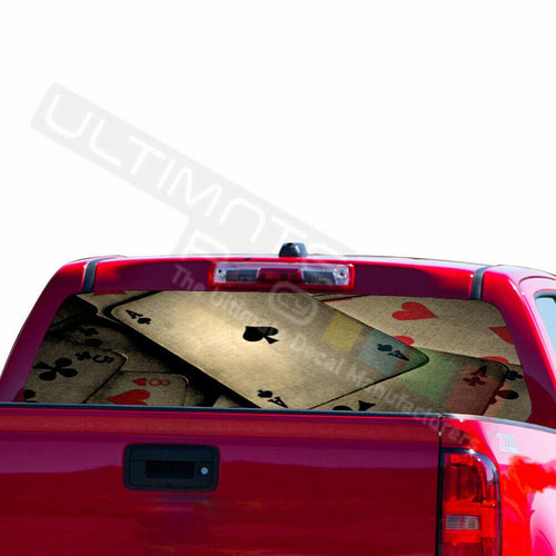 Playing cards Rear Window See Thru Sticker Perforated for Chevrolet Avalanche