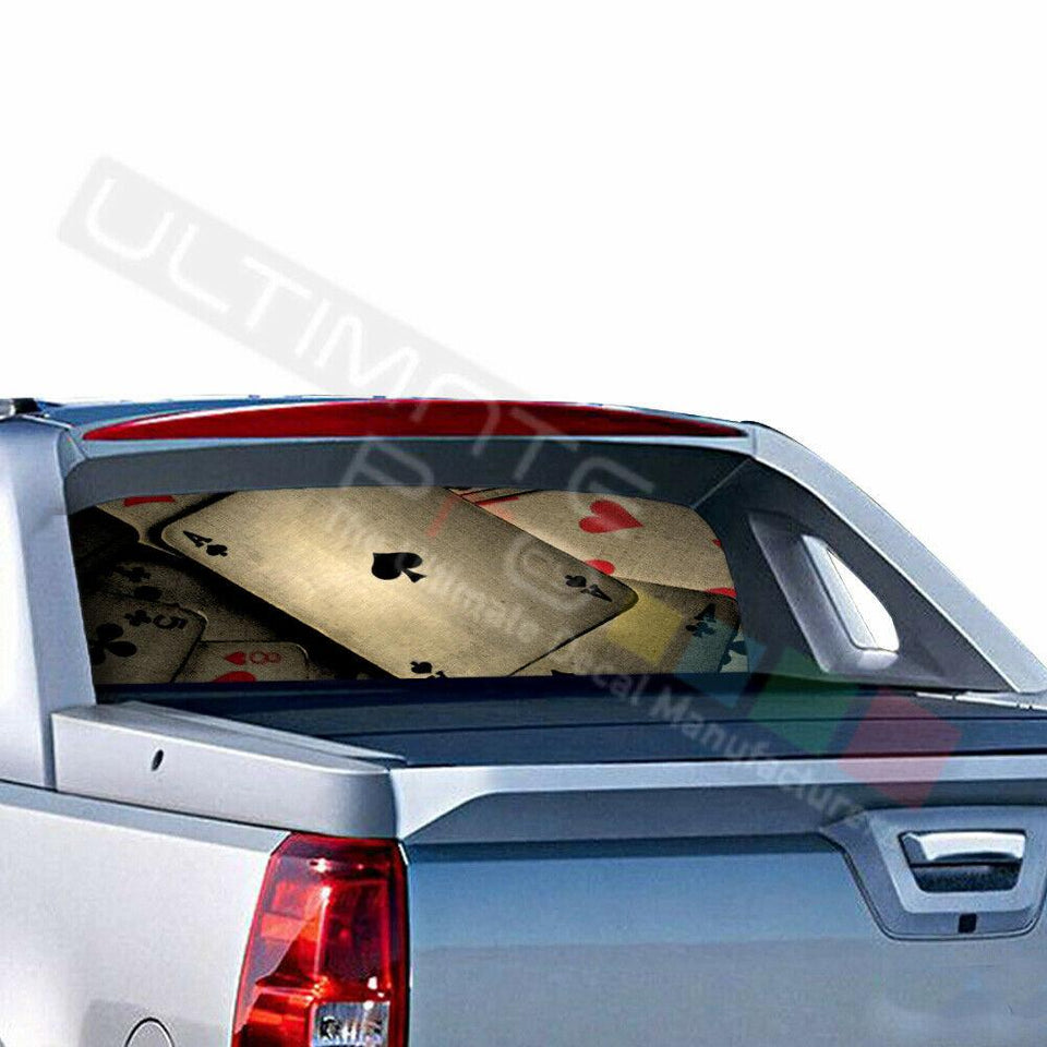 Playing Cards Rear Window See Thru Sticker Perforated for Chevrolet Avalanche