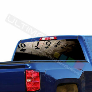 Playing Cards Rear Window See Thru Stickers Perforated for Chevrolet Silverado