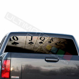 Playing Cards Rear Window See Thru Stickers Perforated for GMC Sierra 2018 2019