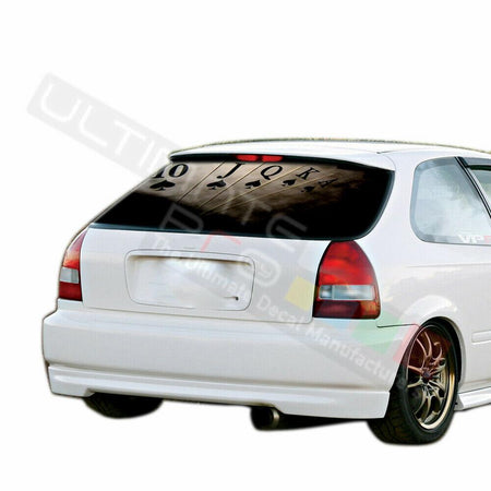 Playing Cards Rear Window See Thru Stickers Perforated for Honda Civic 1996