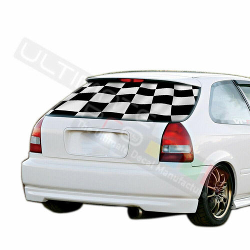 Playing Cards Rear Window See Thru Stickers Perforated for Honda Civic 1996
