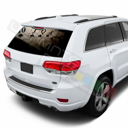 Playing Cards Rear Window See Thru Stickers Perforated for Jeep Grand Cherokee