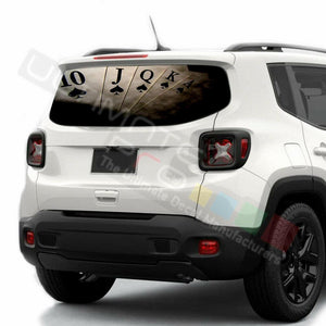 Playing Cards Rear Window See Thru Stickers Perforated for Jeep Renegade 2020