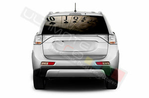 Playing Cards Rear Window See Thru Stickers Perforated for Mitsubishi Outlander