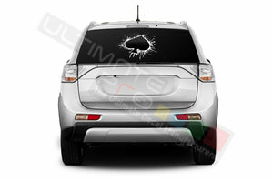 Playing Cards Rear Window See Thru Stickers Perforated for Mitsubishi Outlander