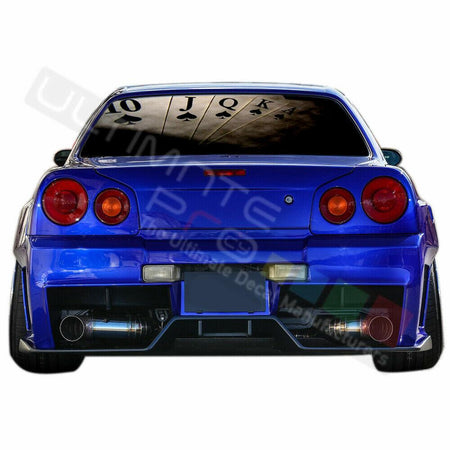 Playing Cards Window See Thru Stickers Perforated for Nissan Skyline 2019 2020