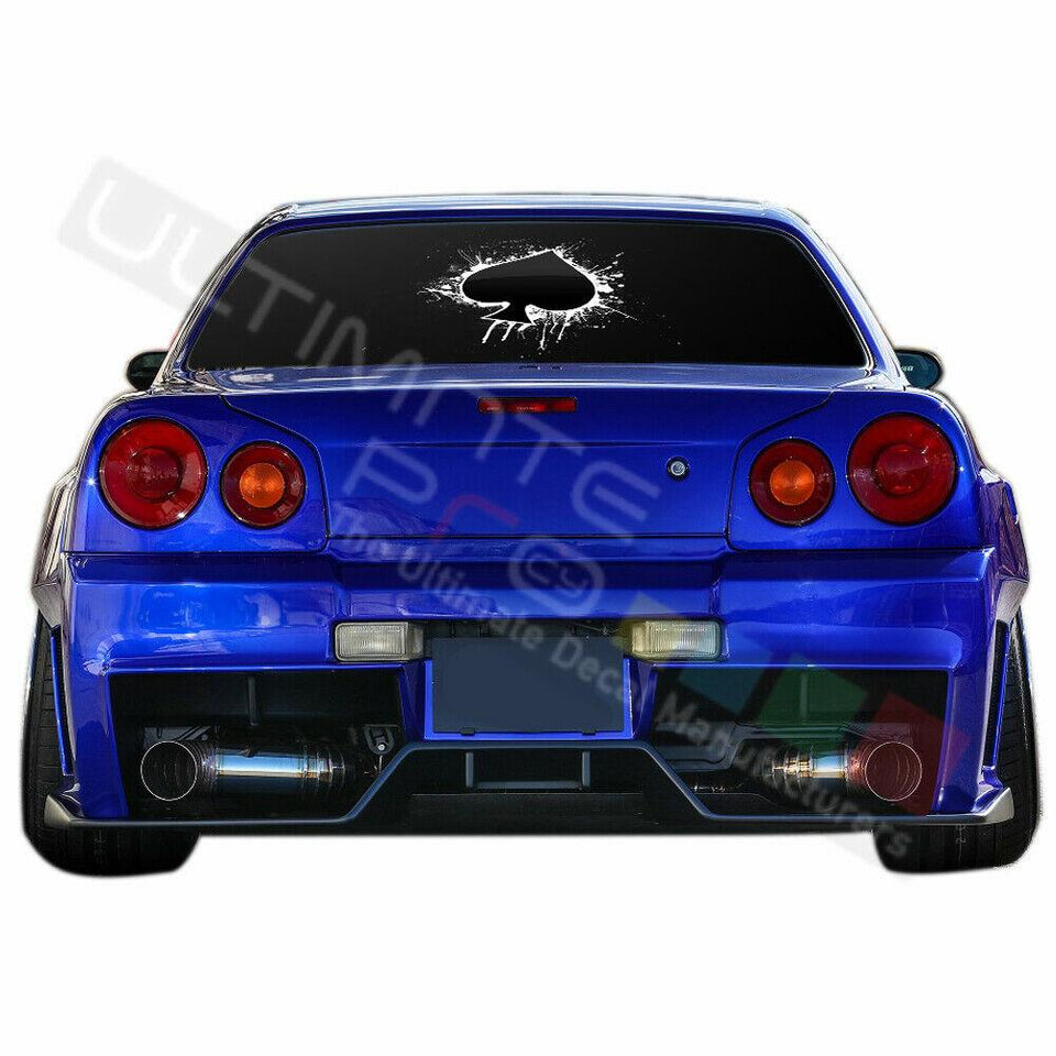 Playing Cards Window See Thru Stickers Perforated for Nissan Skyline 2019 2020