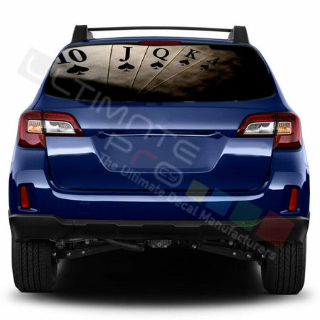 Playing Cards Window See Thru Stickers Perforated for Subaru Outback 2018 2019
