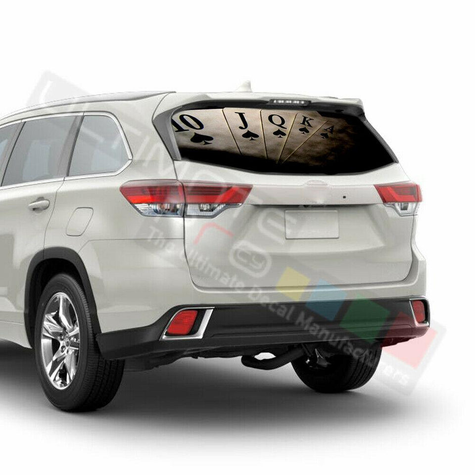 Playing Cards Window See Thru Stickers Perforated for Toyota Highlander 2016