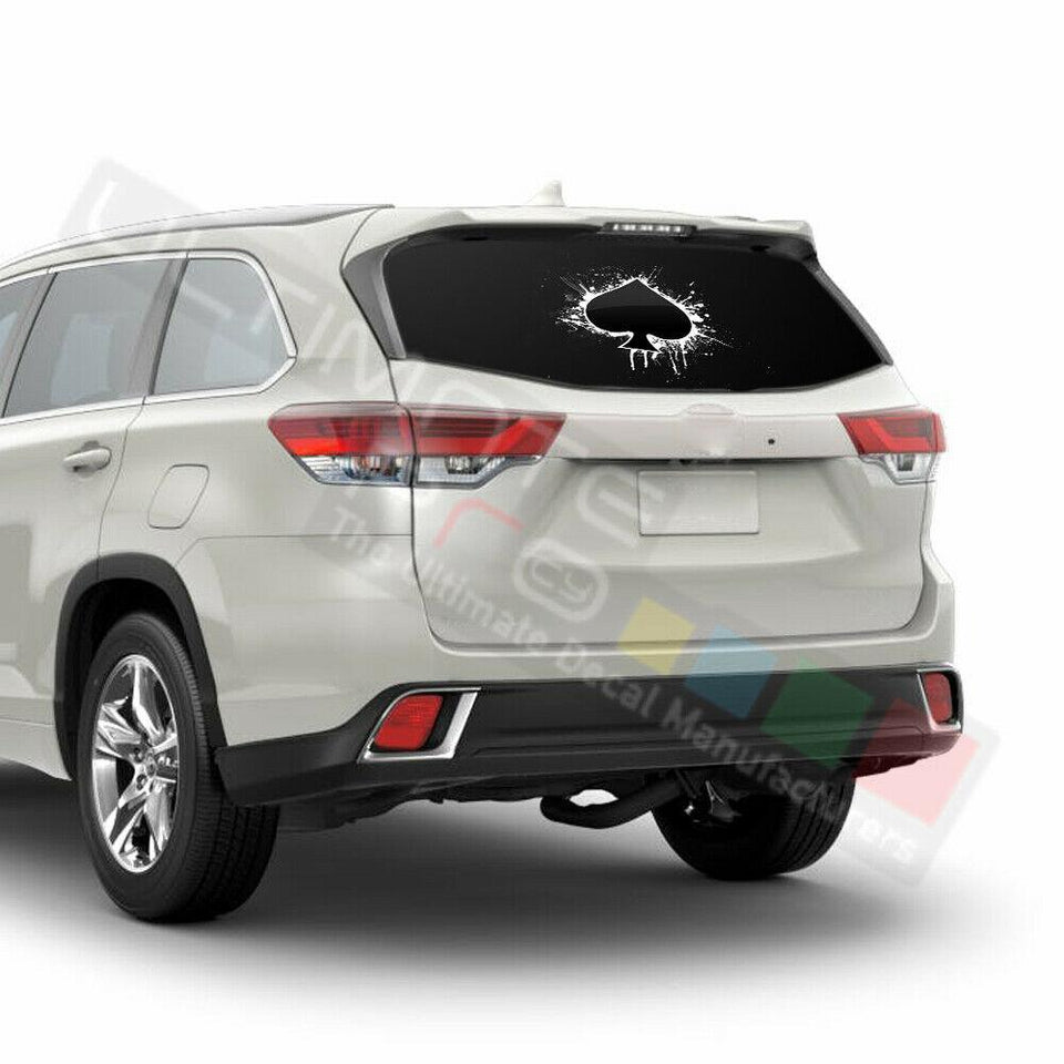 Playing Cards Window See Thru Stickers Perforated for Toyota Highlander 2016