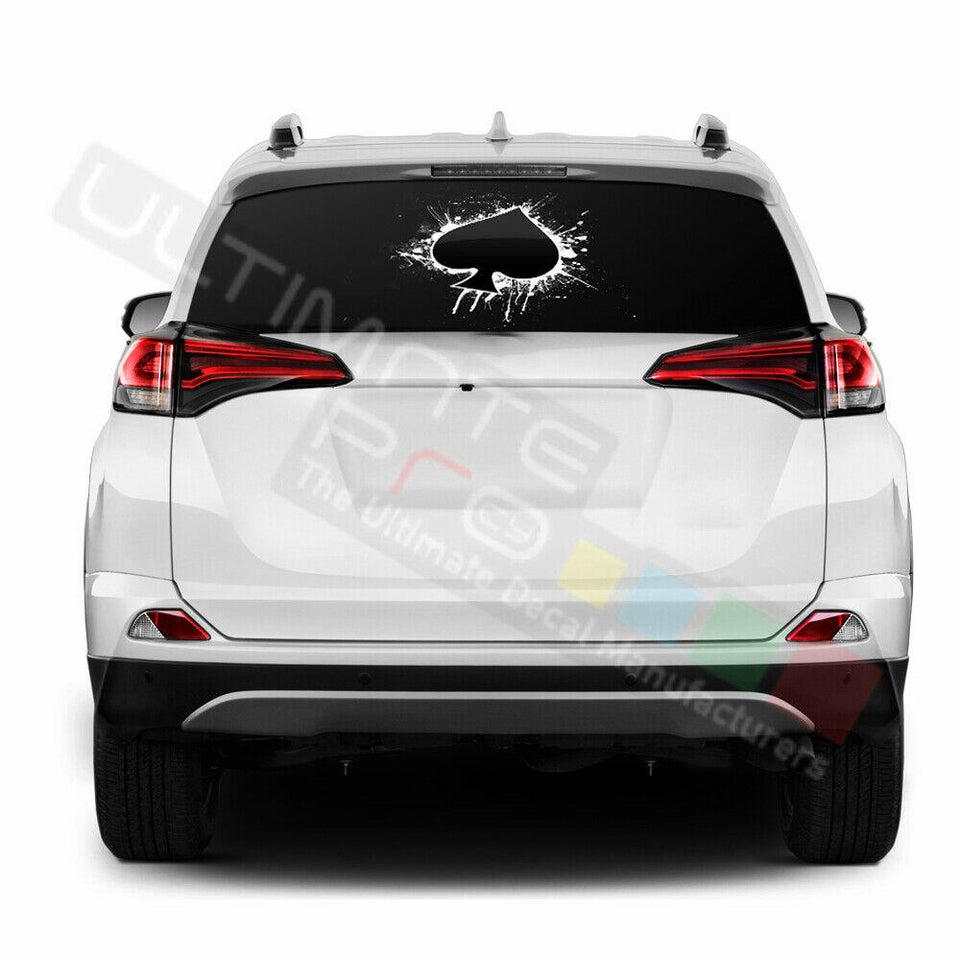 Playing Cards Window See Thru Stickers Perforated for Toyota RAV4 2018 2019 2020