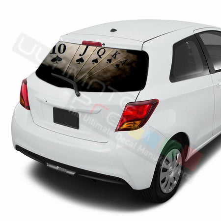 Playing Cards Window See Thru Stickers Perforated for Toyota Yaris 2016 2017