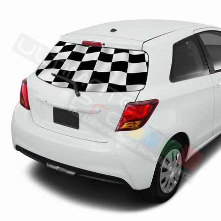 Playing Cards Window See Thru Stickers Perforated for Toyota Yaris 2016 2017