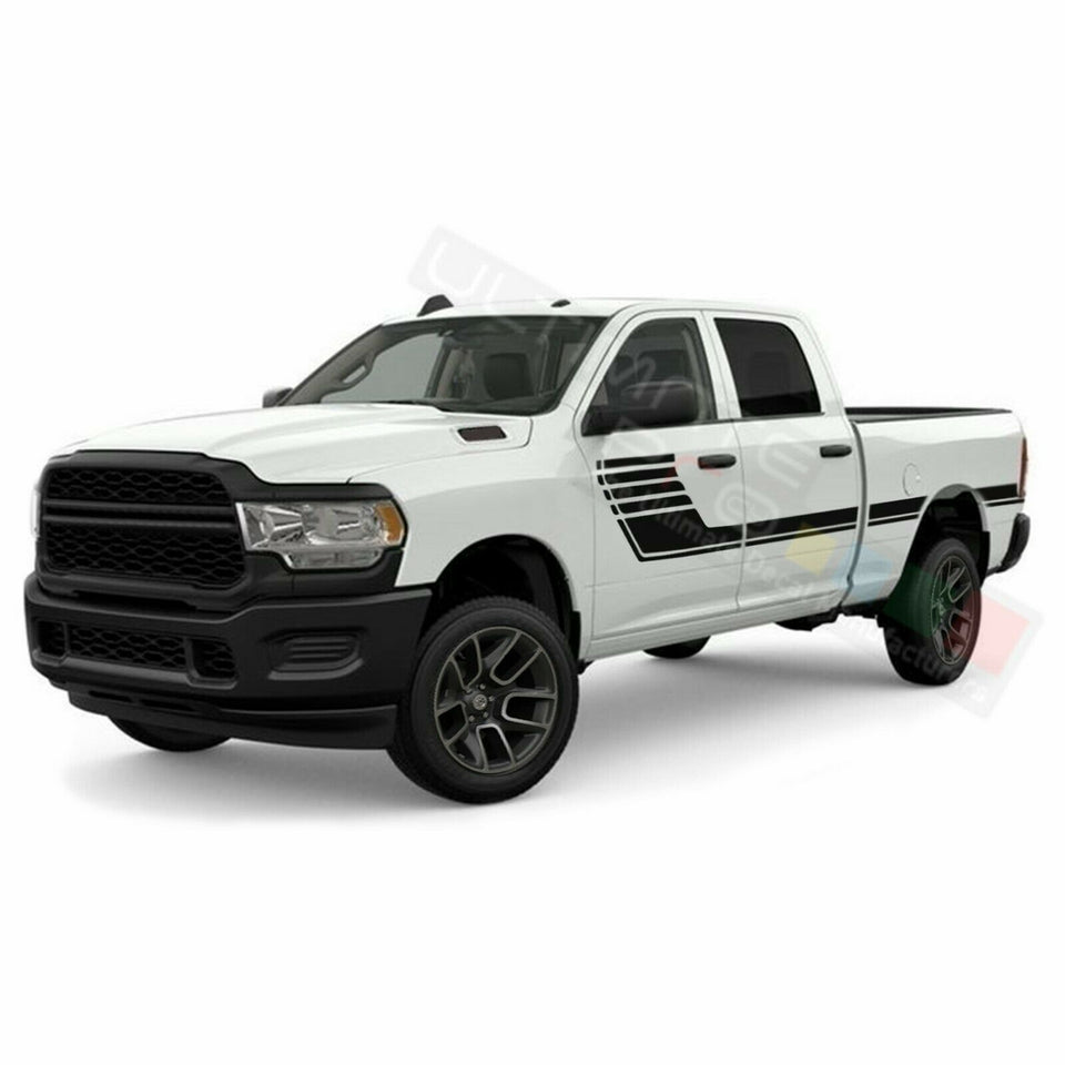 Racing Hockey Doors Stripes Sport Wrap Decal Sticker for Dodge Crew Cab 1500