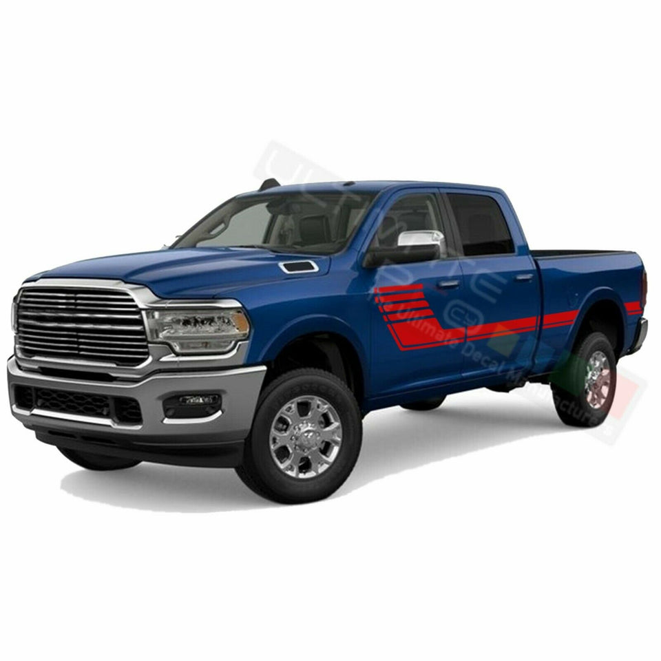 Racing Hockey Doors Stripes Sport Wrap Decal Sticker for Dodge Crew Cab 1500